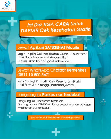 Tiga Cara Mudah Daftar Cek Kesehatan Gratis dari Pemerintah