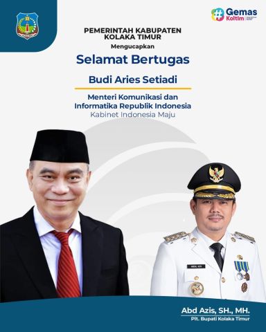 Kabupaten Kolaka Timur Mengucapkan Selamat Menjalankan Tugas Menteri Komunikasi dan Informatika Republik Indonesia