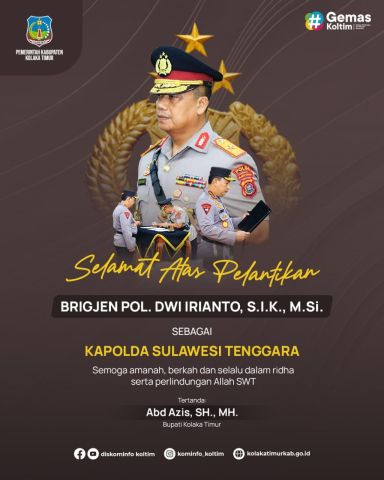 Selamat dan Sukses atas Pelantikan Bapak Brigjen Pol. Dwi Irianto, S.I.K., M.Si. Sebagai Kapolda Sulawesi Tenggara