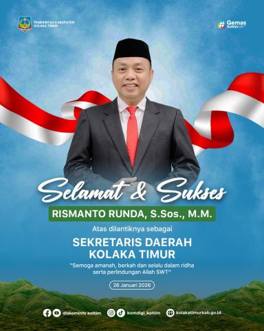 Selamat dan sukses atas pelantikan Sekretaris Daerah Kabupaten Kolaka Timur