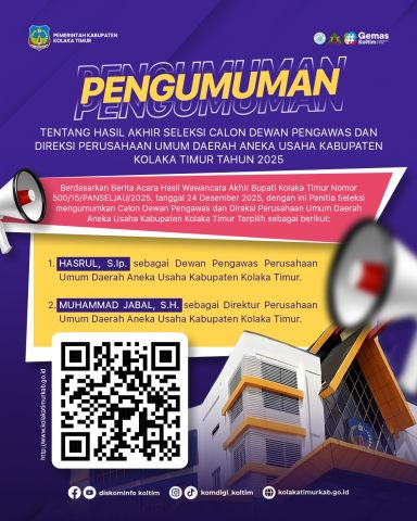 Hasil Akhir Seleksi Calon Dewan Pengawas dan Direksi Perusahaan Umum Daerah Aneka Usaha Koltim Tahun 2025