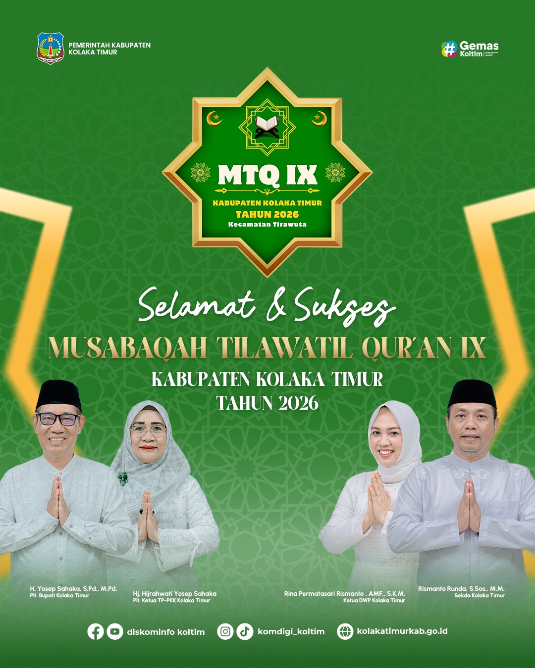 Selamat dan Sukses Musabaqah Tilawatil Qur’an MTQ ke-IX Kabupaten Kolaka Timur Tahun 2026